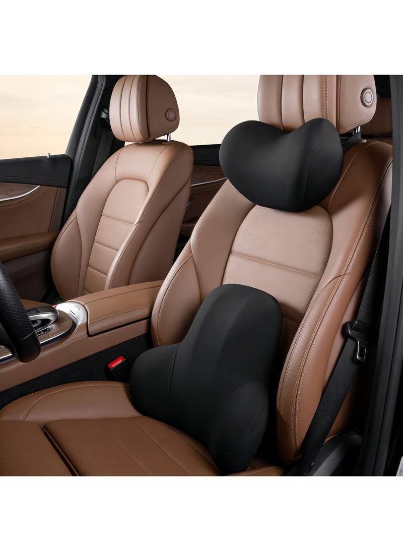 Back Pillow For Car,Lumbar Support Pillow And Car Headrest Neck Pillow Ergonomic Design Memory Cotton Headrest And Back Car Waist Pillow And Car Neck Support Pillow Back Seat Back Pillow For Car For Office Chair Black - Image 1